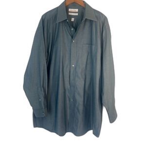 Roundtree & Yorke Non Iron EZ Wash 100% Cotton Herringbone Dress Shirt 17/34